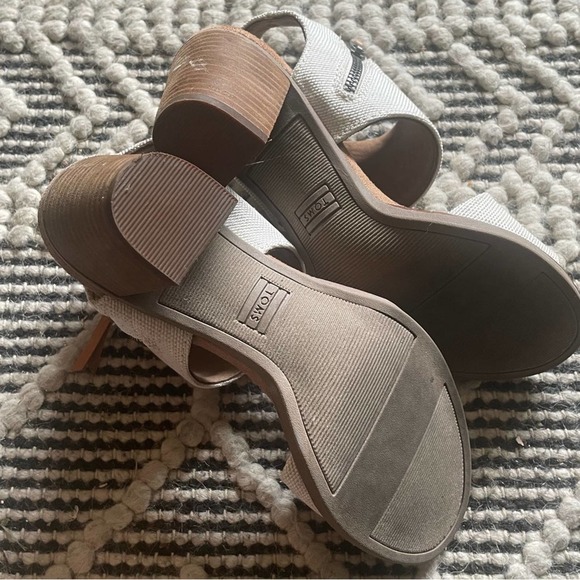 TOMS Women’s Ivory Canvas Open Toe Heels Size 7 - Picture 7 of 9